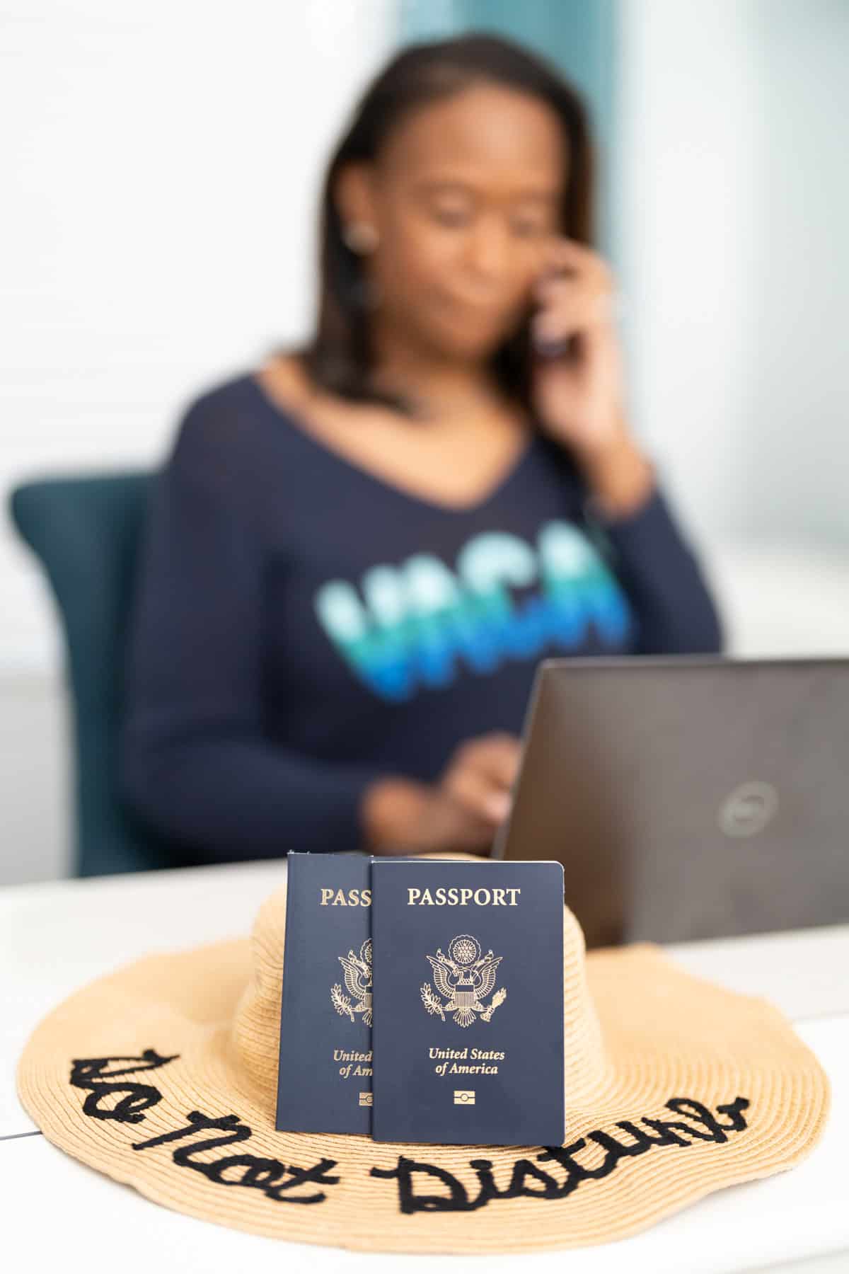 a woman on the phone