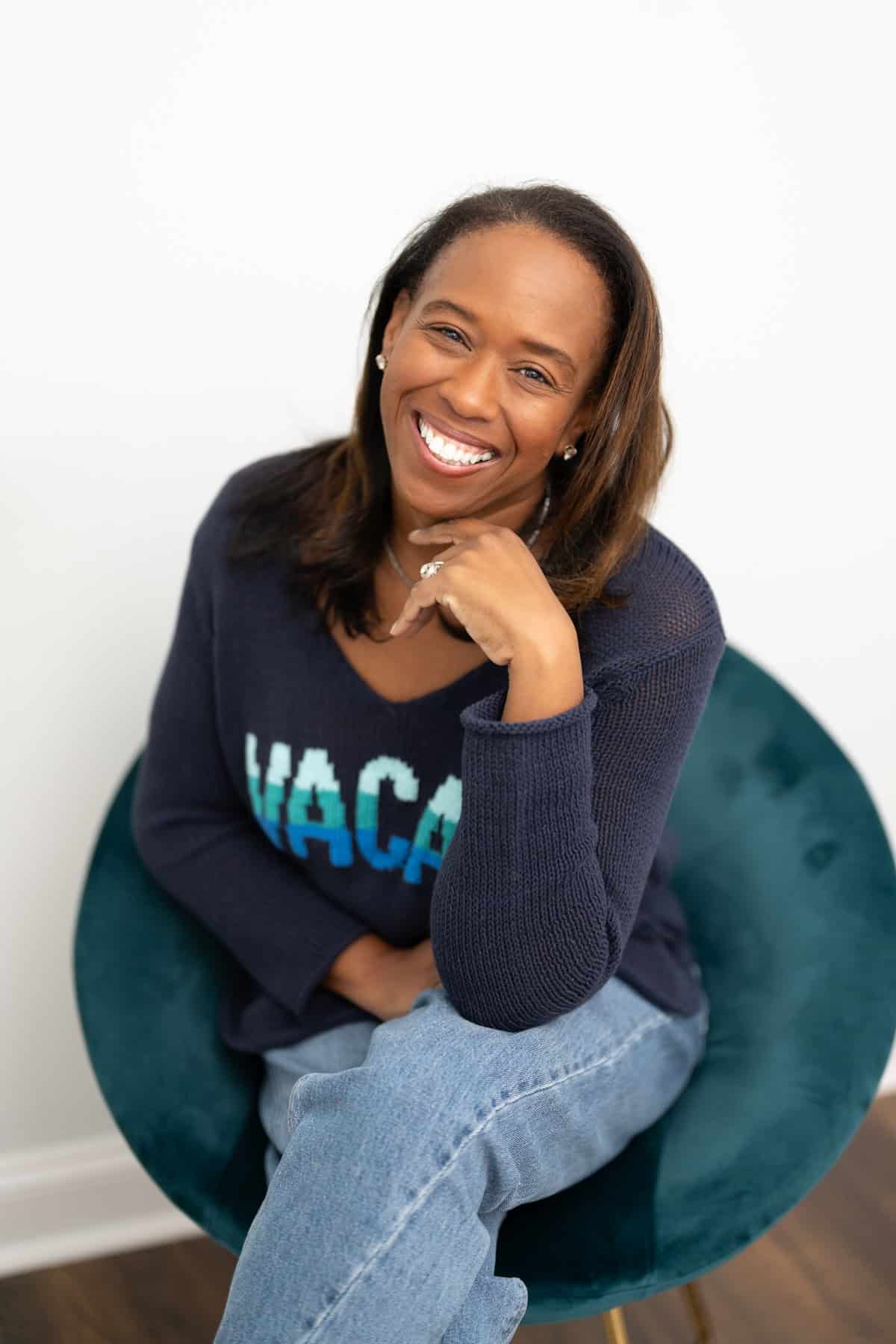 a woman smiling at camera