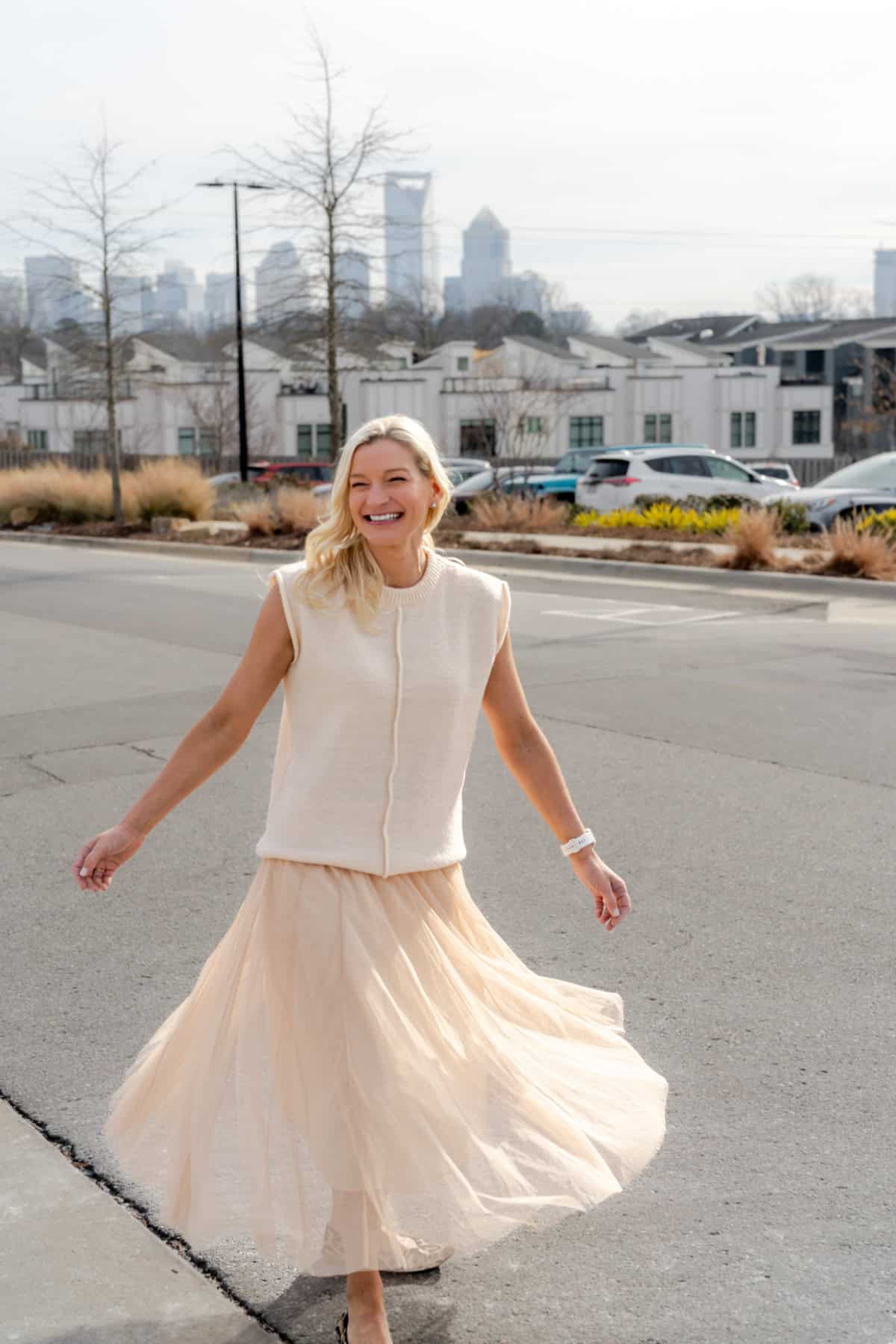 a woman in a white dress