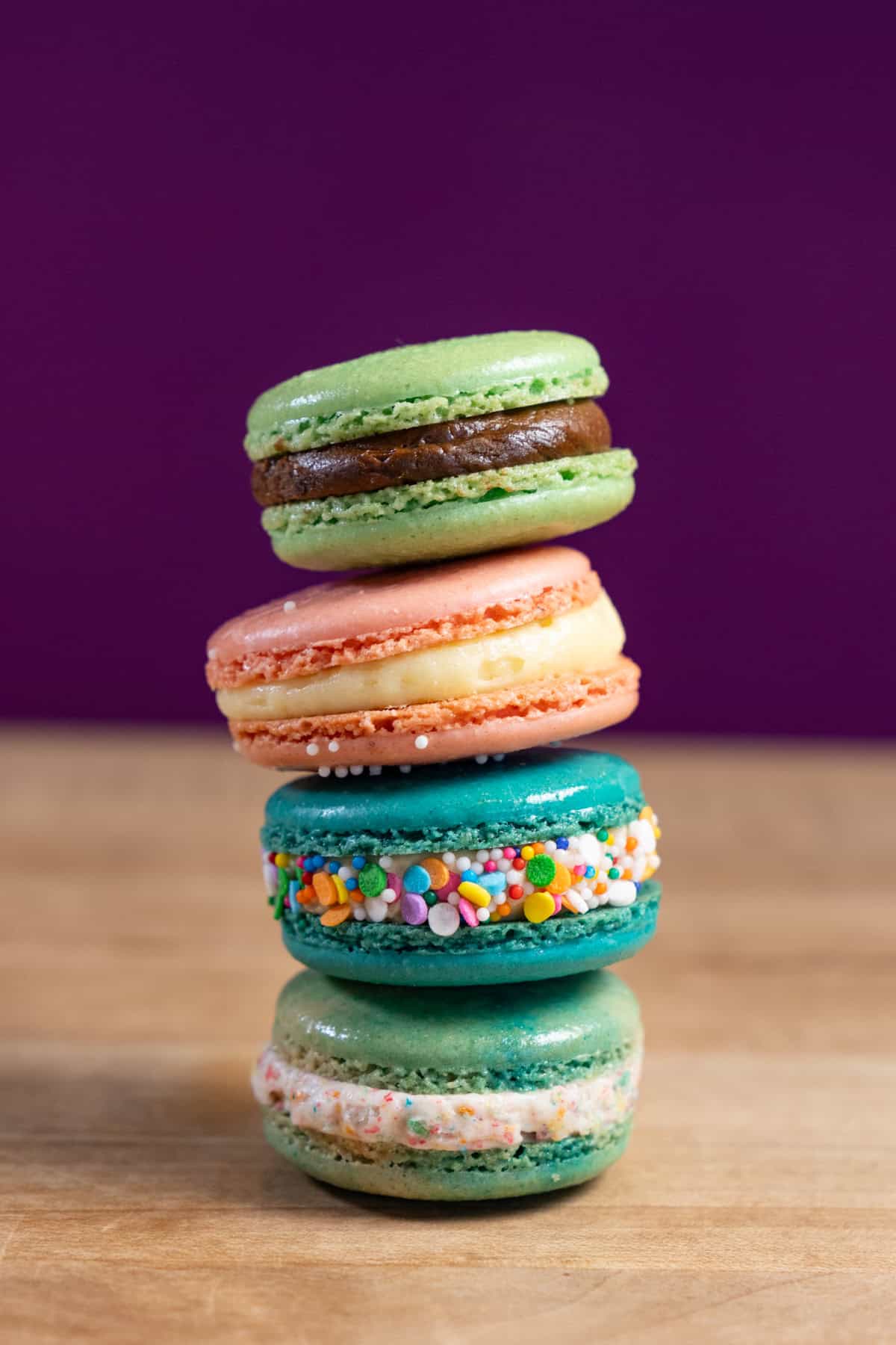 a stack of colorful macaroons
